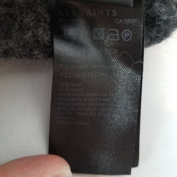 AllSaints Grey Wool Blend Crop Sweater Women’s Chic Cropped Knit Top Size XS-S - Picture 8 of 8